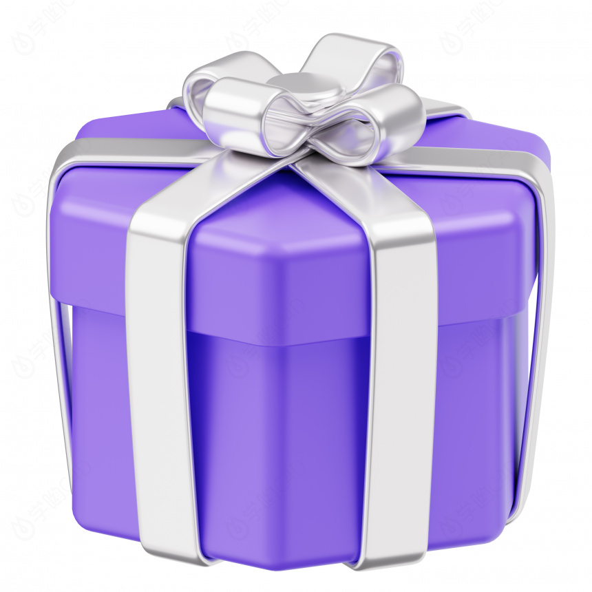 精致礼物盒礼品盒紫色多边形六边形盒子C4D模型
