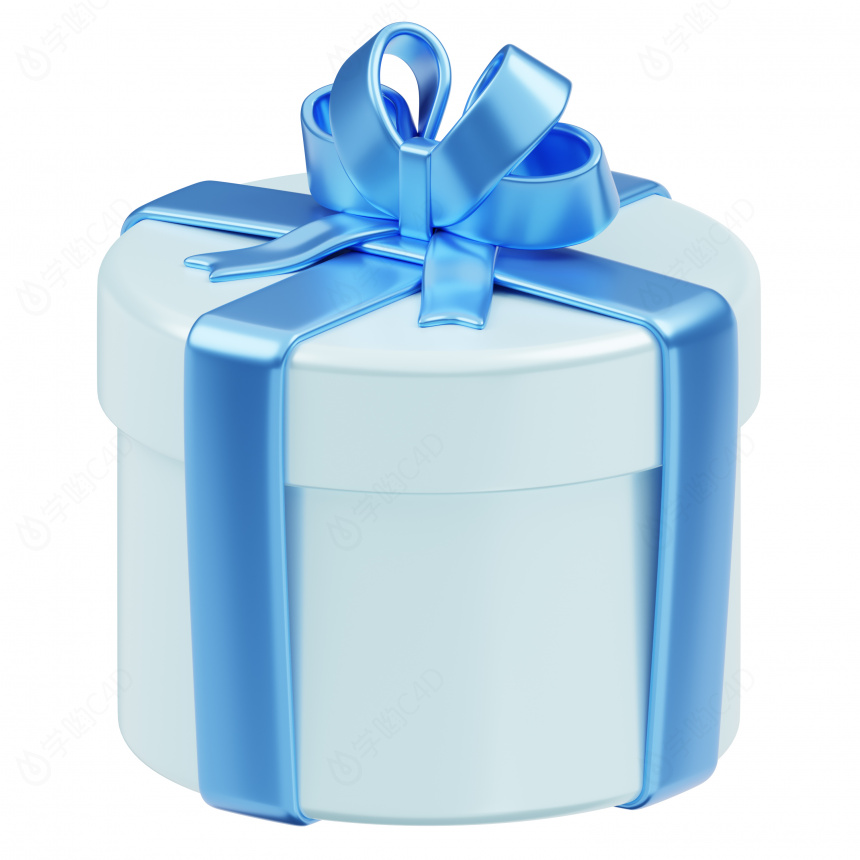 精致礼物盒礼品盒园形蓝色礼盒C4D模型