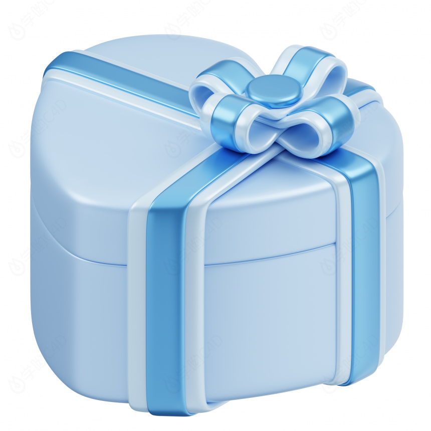 精致礼物盒礼品盒心形蓝色礼盒子C4D模型