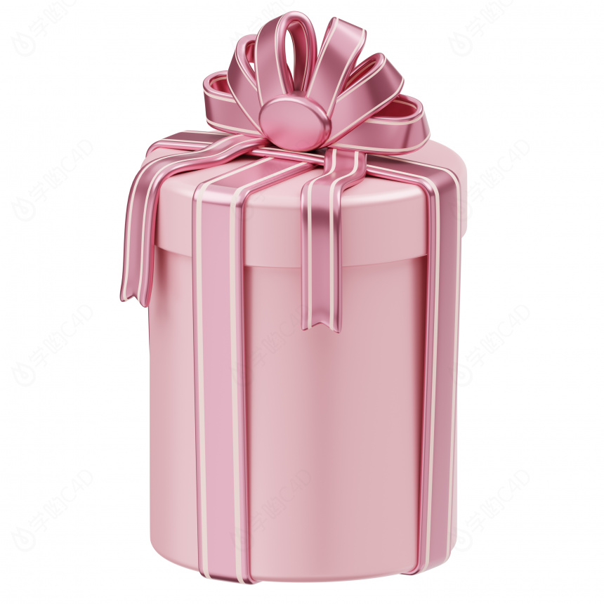 精致礼物盒礼品盒芭比粉色圆筒盒子C4D模型