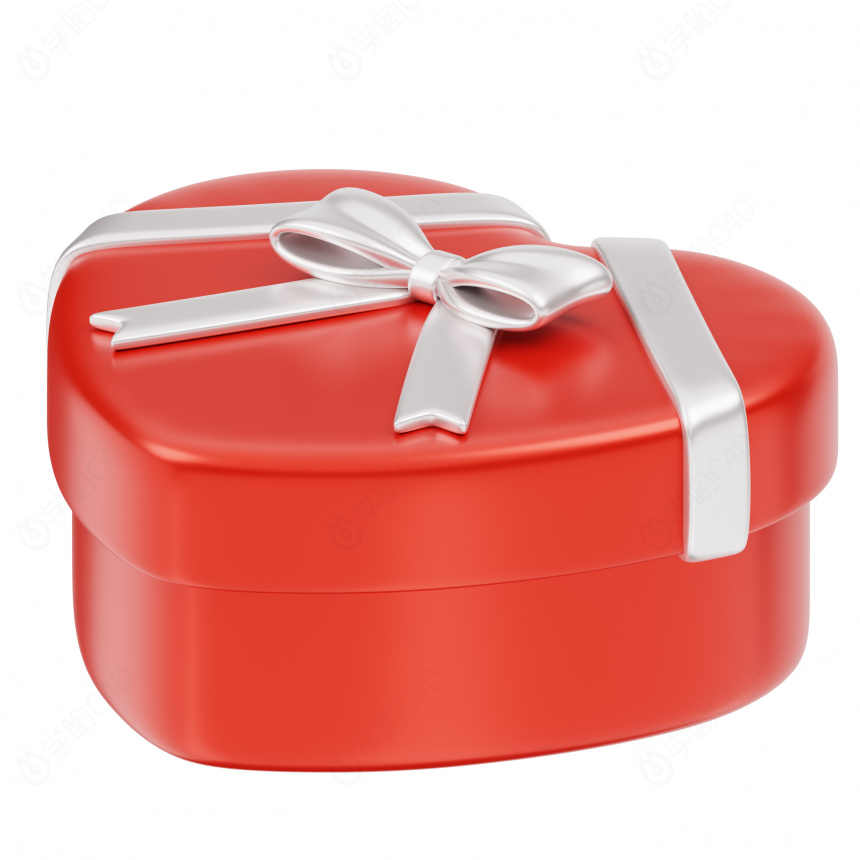 精致礼物盒礼品盒红色爱心礼盒心形C4D模型