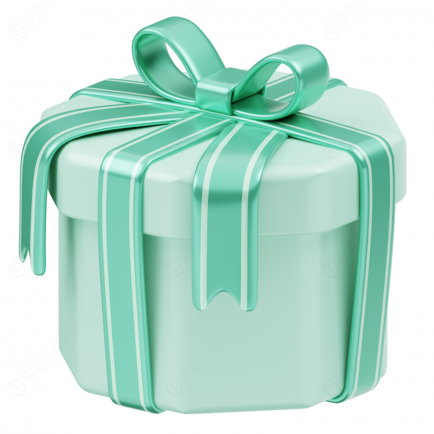 精致礼物盒礼品盒多边形盒子C4D模型