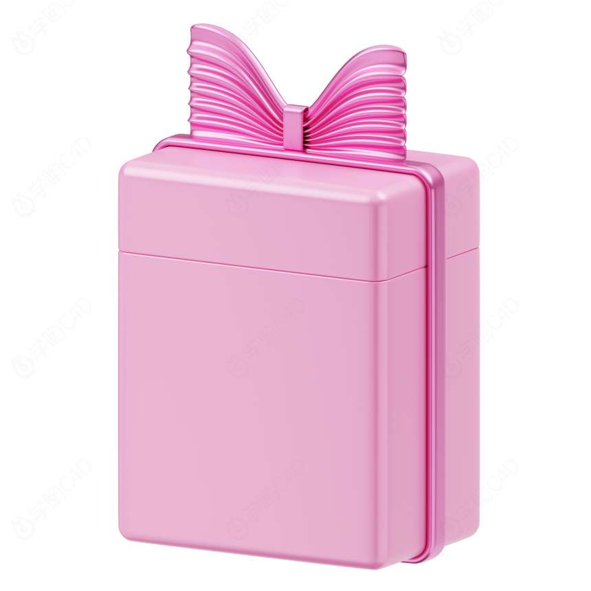 精致礼物盒礼品盒粉色正方形高盒子C4D模型