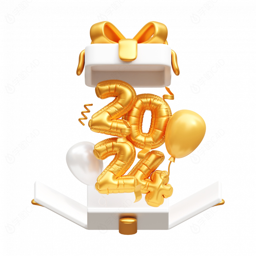 2024年金色立体气球艺术字惊喜感C4D模型
