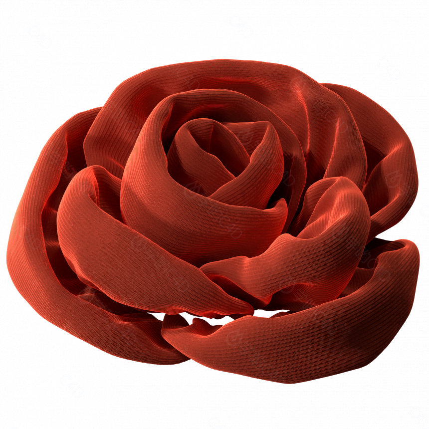 花朵立体红色玫瑰花花苞花瓣C4D模型