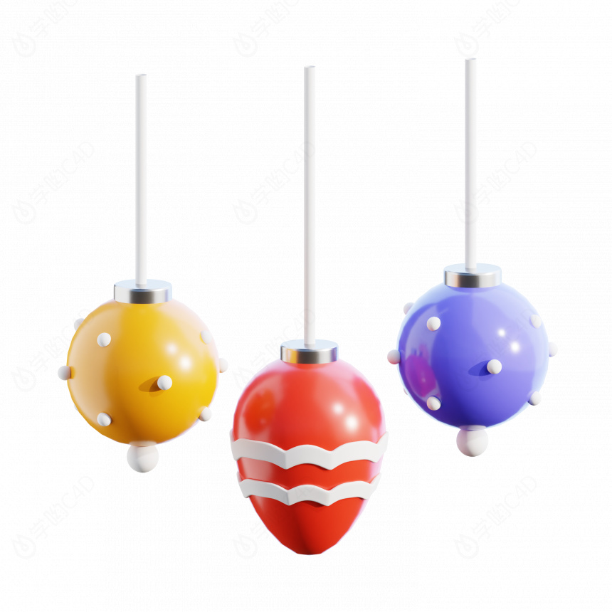 新年节日庆祝2024跨年新年装饰球小彩球卡通图标C4D模型