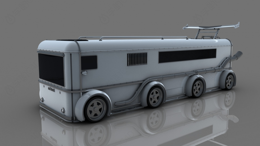 未来感电线巴士汽车C4D模型