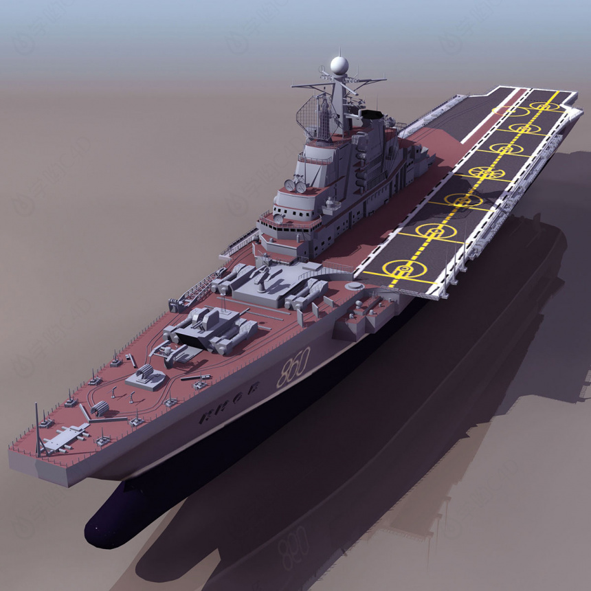 航母船C4D模型
