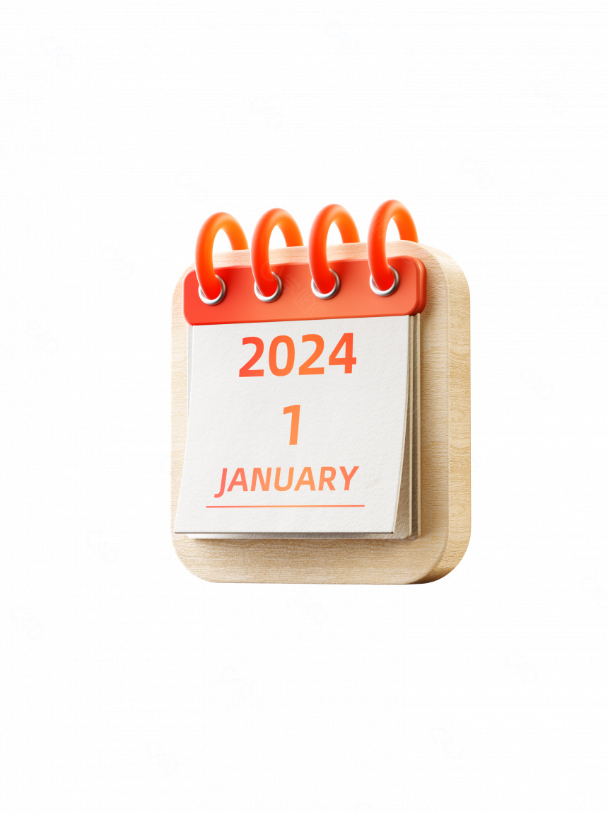 2024新年日历元素卡通台历C4D模型