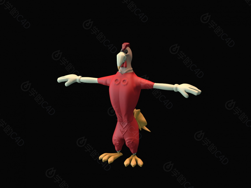 卡通拟人家禽类动物公鸡C4D模型