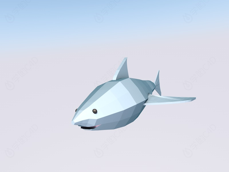卡通海洋生物鲨鱼C4D模型