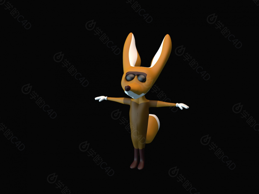 卡通动物站着的狐狸C4D模型