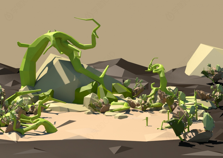 沙漠植物场景C4D模型