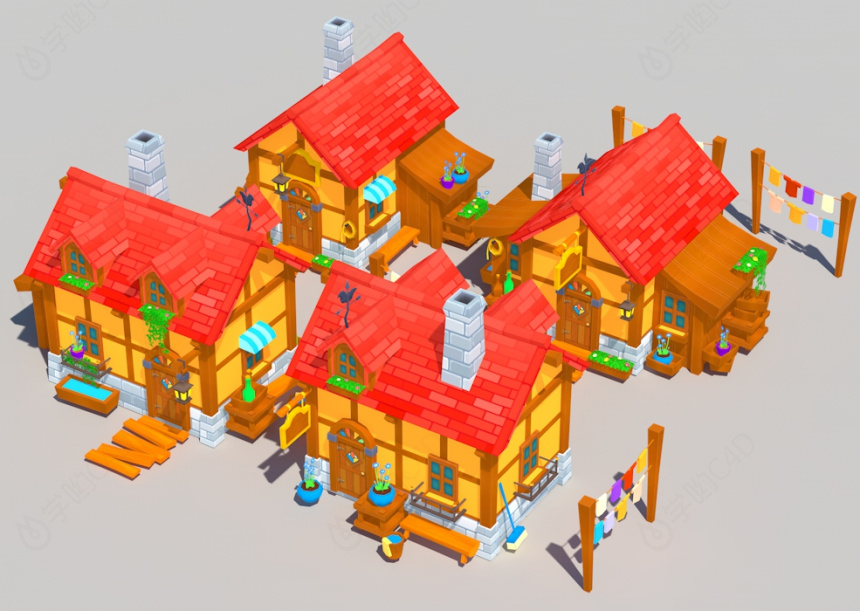小房子小木屋C4D模型