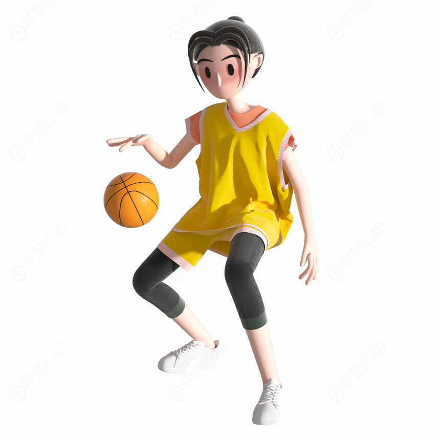 立体女孩打篮球C4D模型
