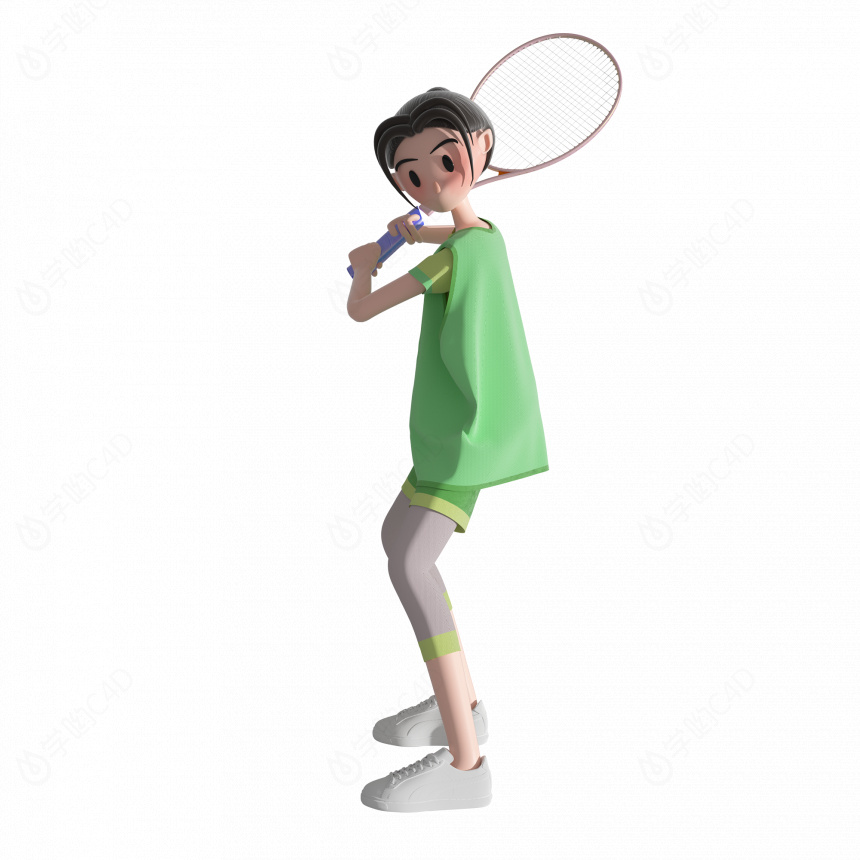 立体运动人物网球女孩C4D模型