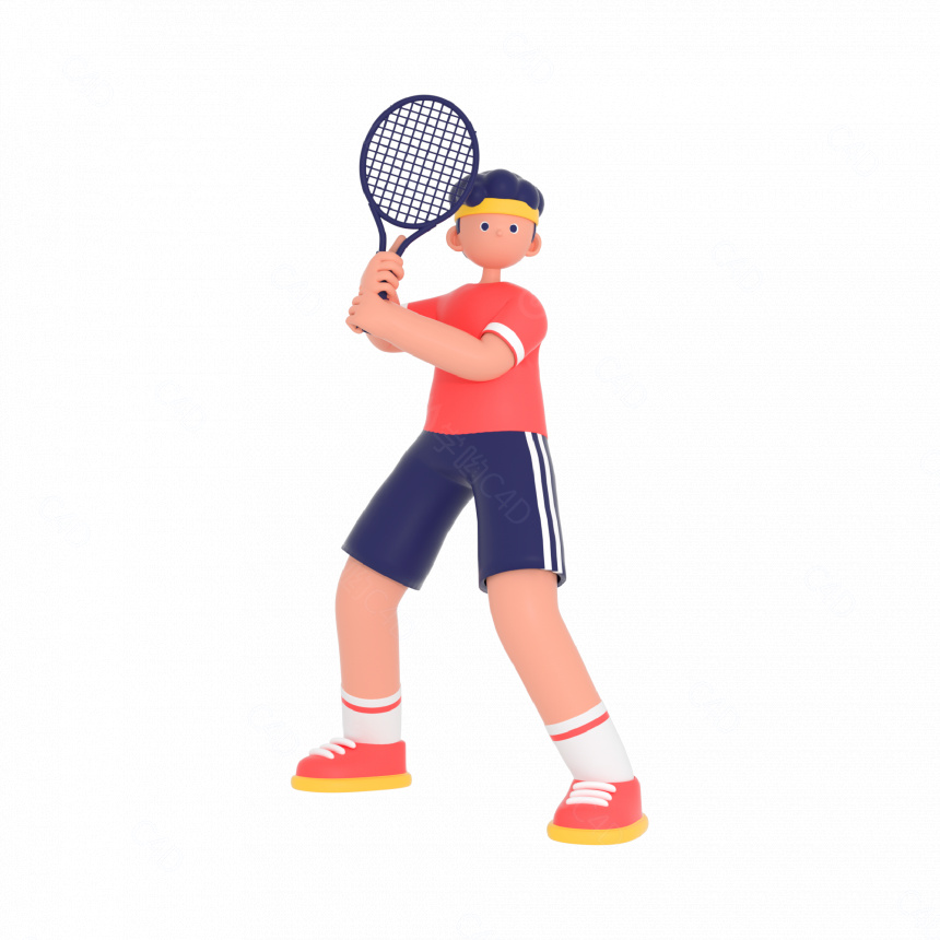 立体打网球健身锻炼人物C4D模型