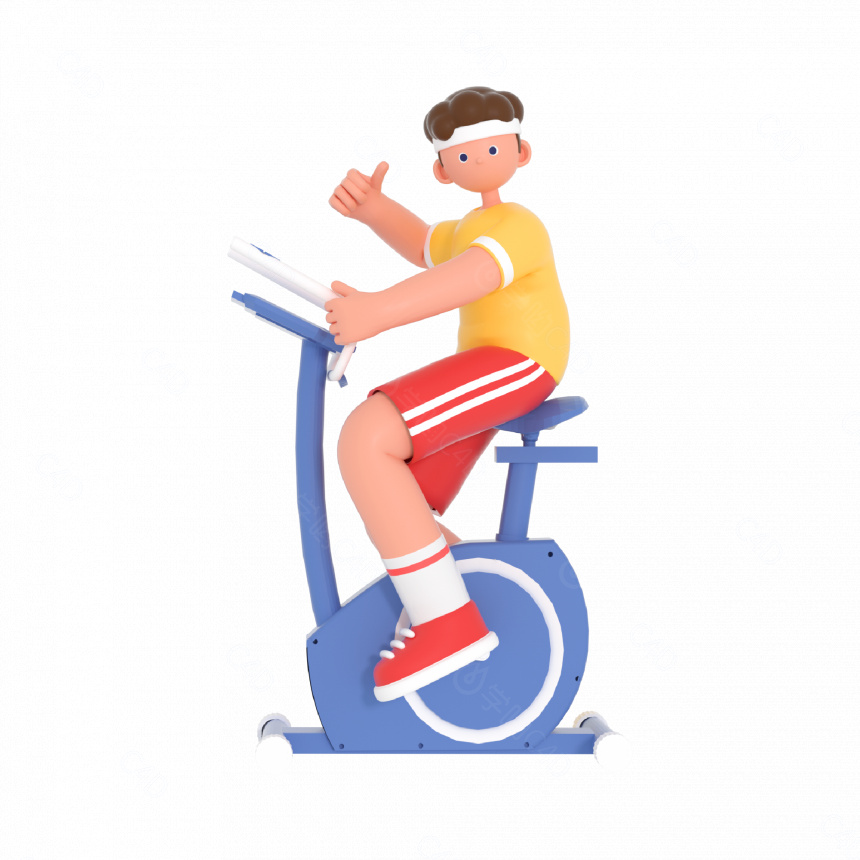 立体骑健身单车健身锻炼人物C4D模型