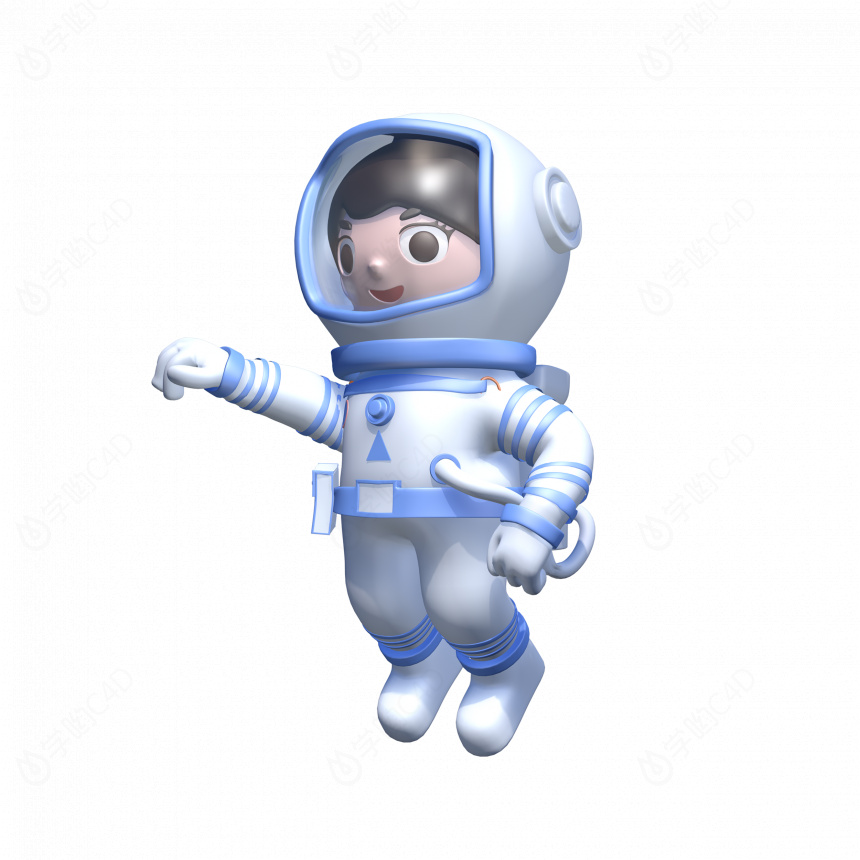 航天太空宇航员蓝色可爱飞行人物C4D模型