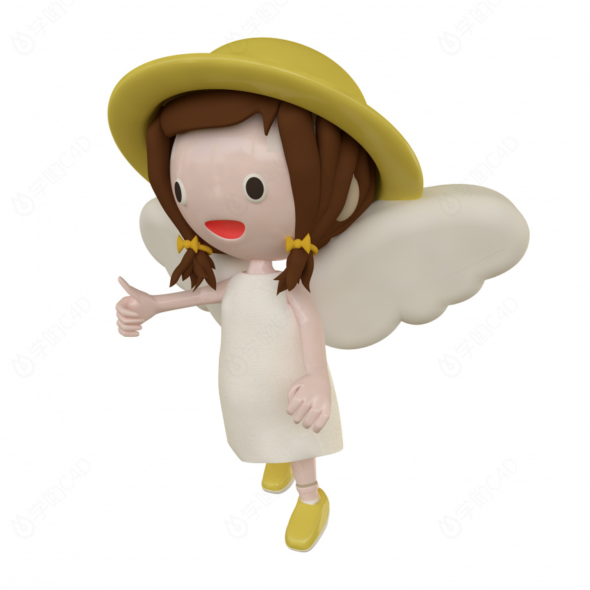 立体天使小女孩C4D模型