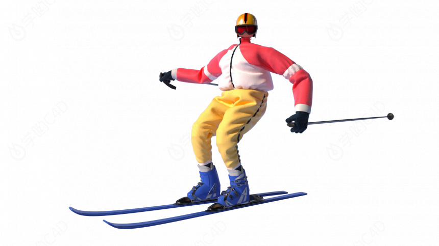 立体滑雪人物C4D模型