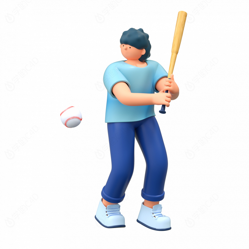 立体棒球比赛人物C4D模型