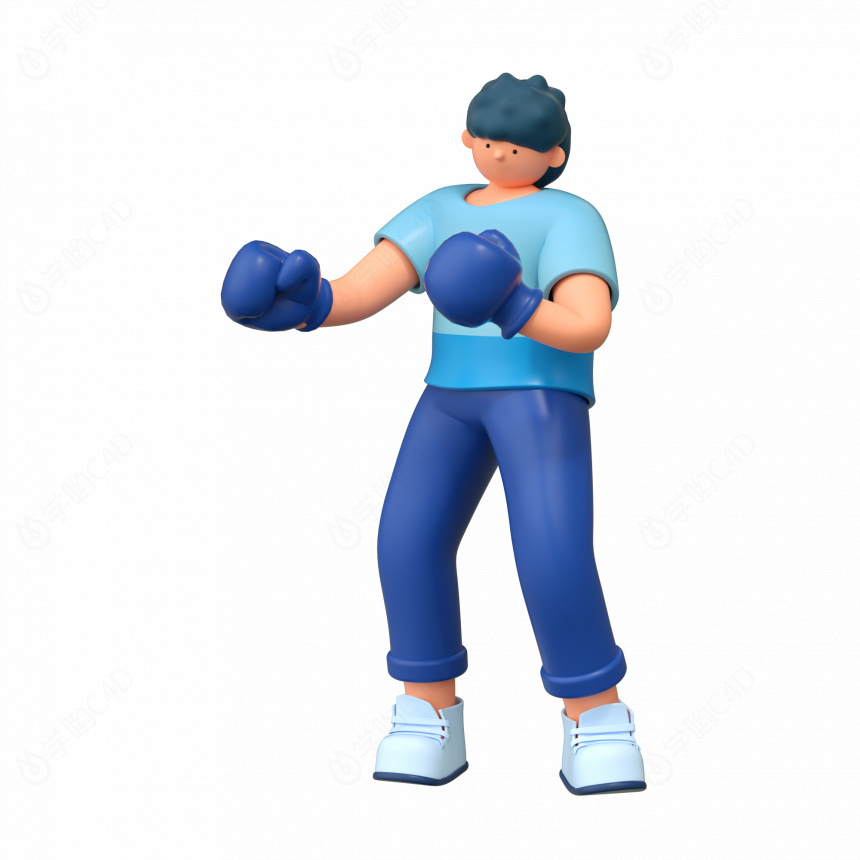 立体动作运动锻炼拳击人物C4D模型