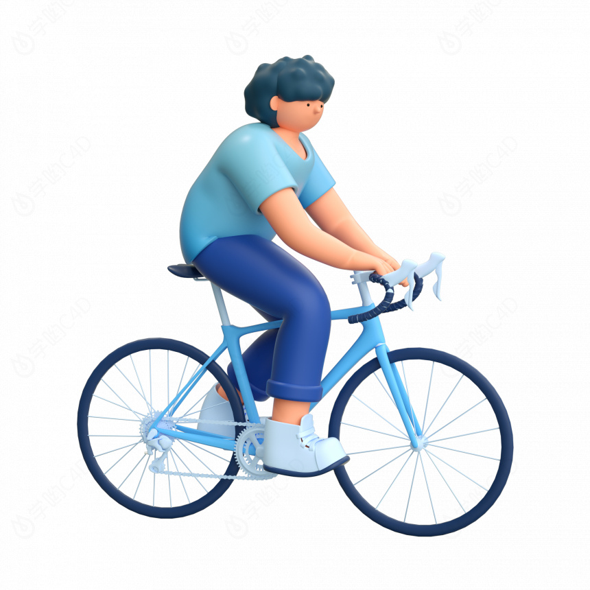 立体动作运动自行车骑车人物C4D模型