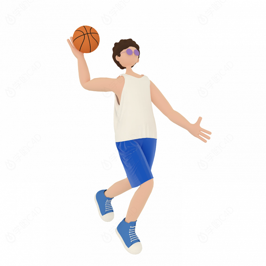 立体打篮球人物C4D模型