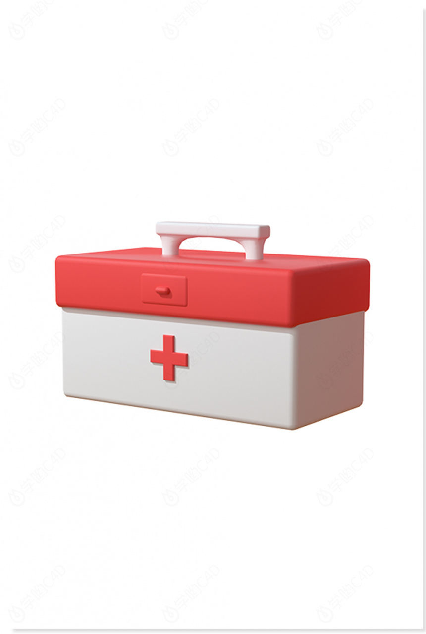 卡通图标医药箱红十字急救箱C4D模型