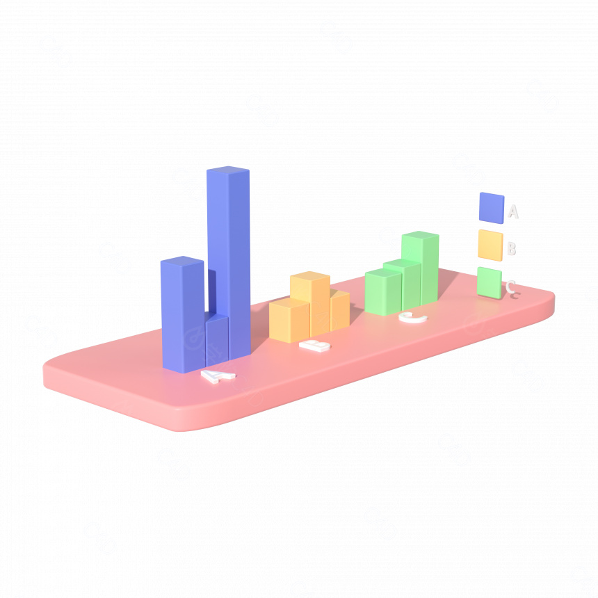 立体卡通UI金融时间柱状图C4D模型