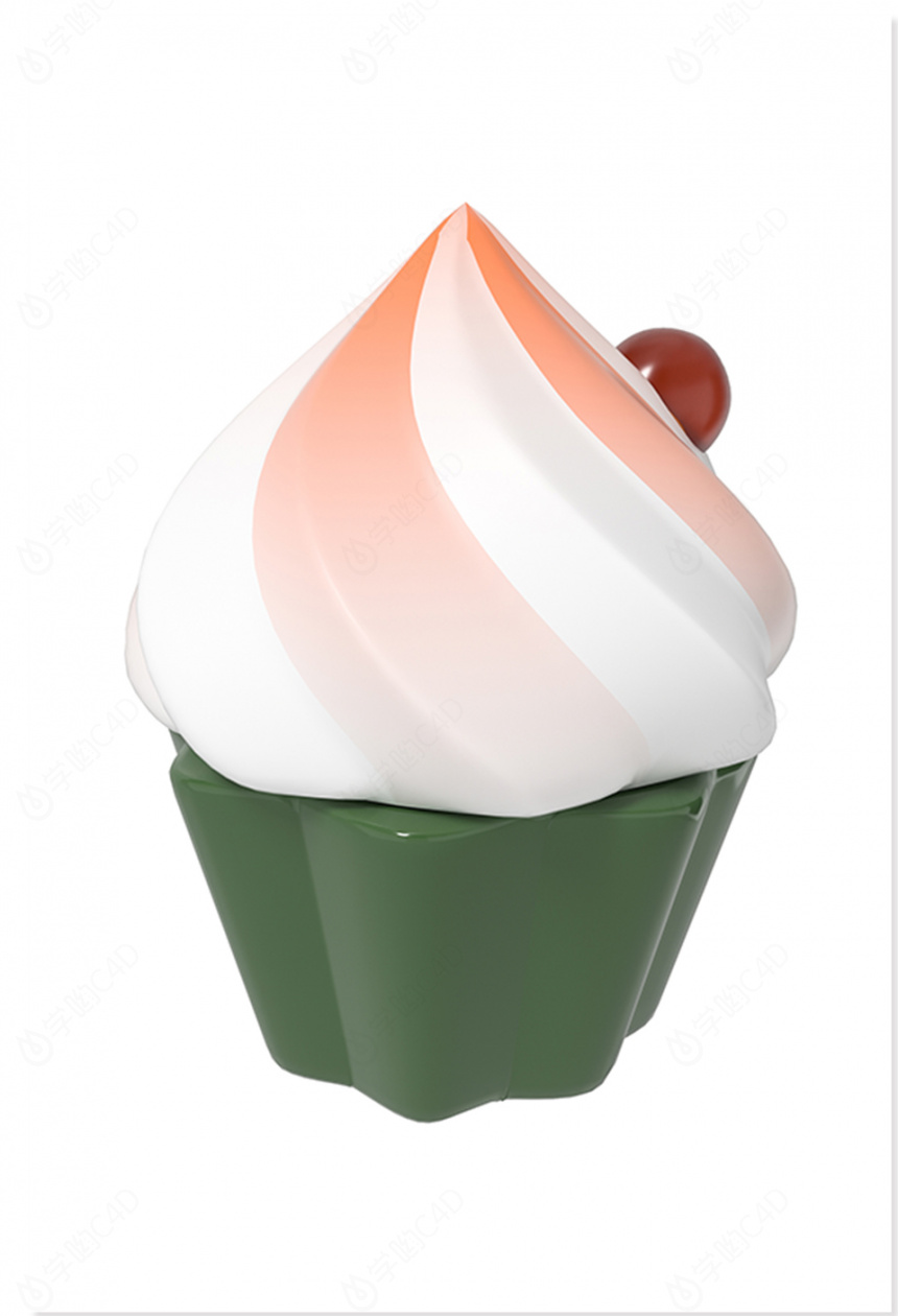 立体卡通奶油蛋糕冰淇淋C4D模型