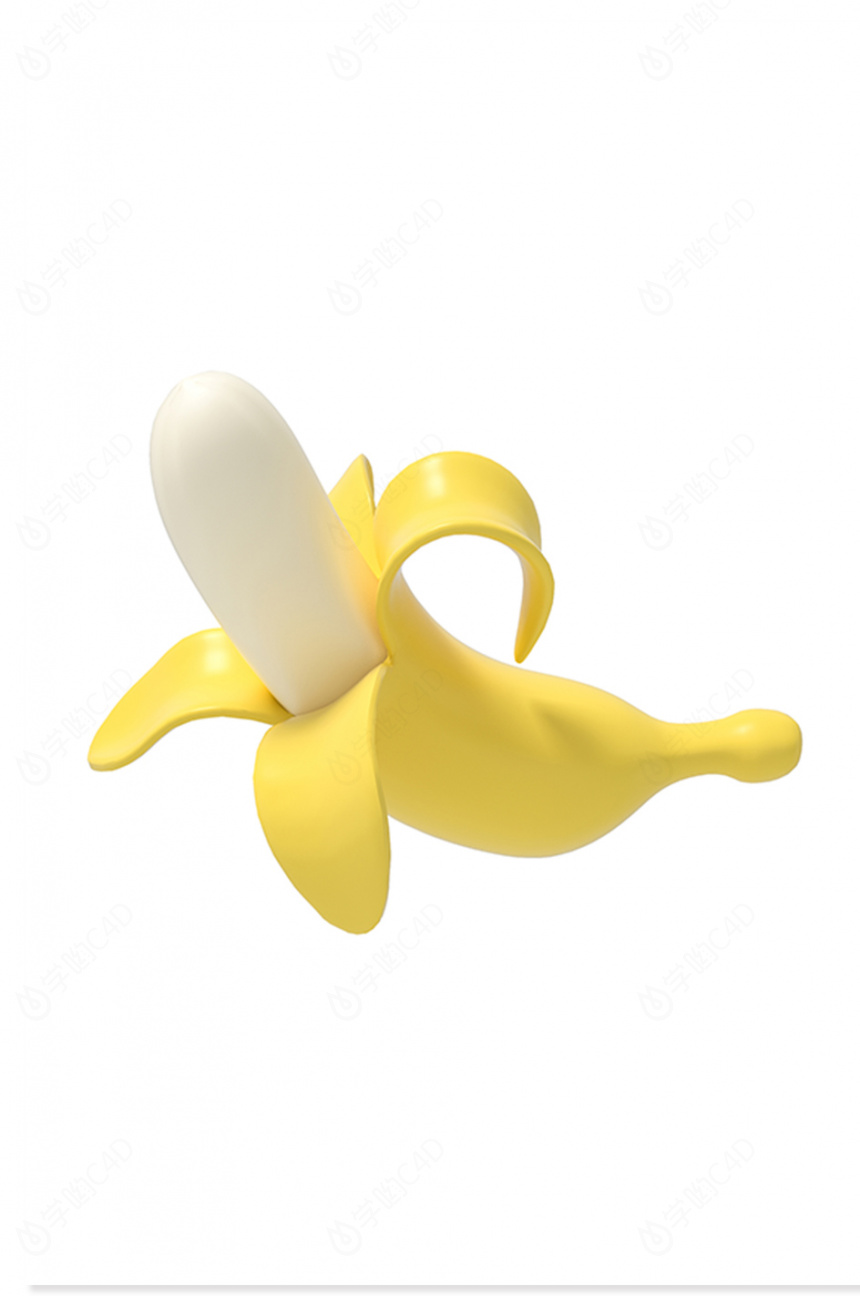 立体卡通香蕉水果C4D模型