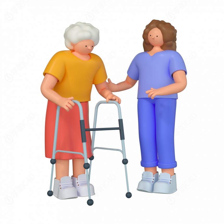 立体养老院老年人C4D模型