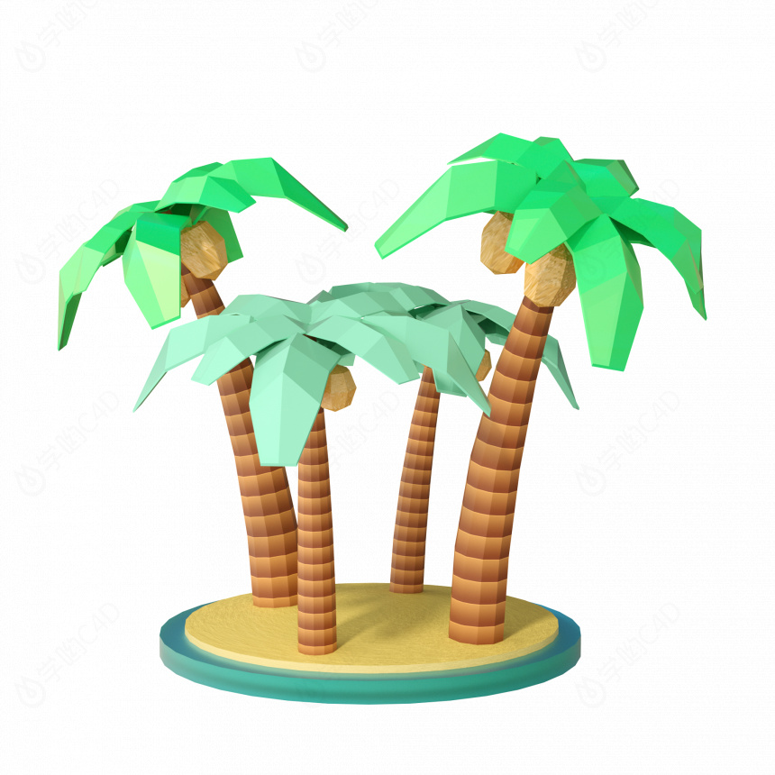 立体夏天椰子植物树C4D模型