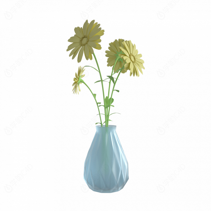 立体小清新装饰花瓶C4D模型