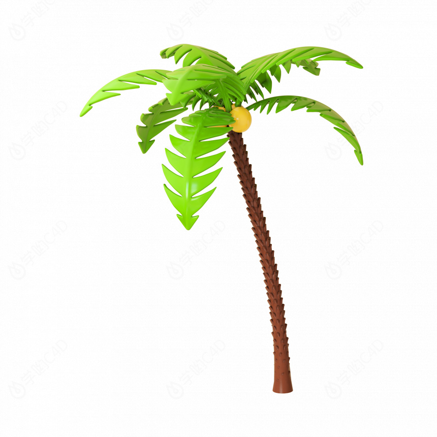 立体绿色夏椰子树植物C4D模型