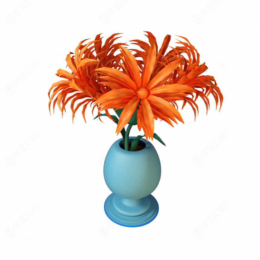 立体创意植物花瓶C4D模型