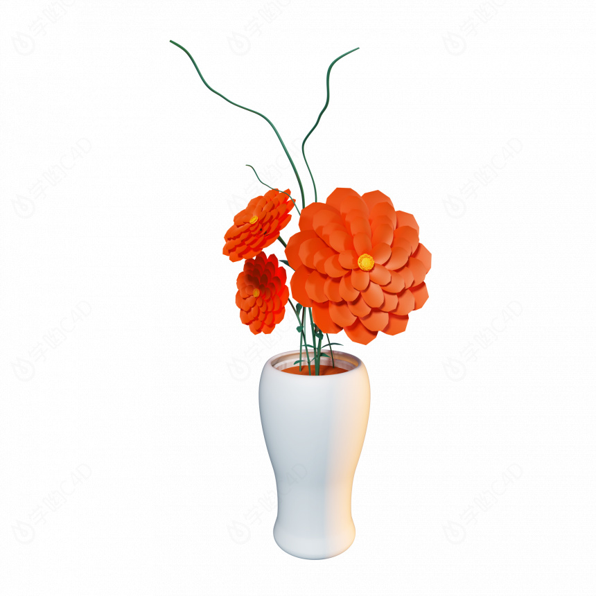 立体植物创意花瓶C4D模型