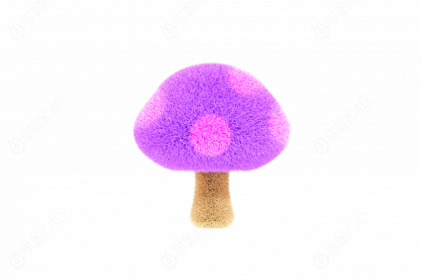 立体创意毛绒蘑菇C4D模型