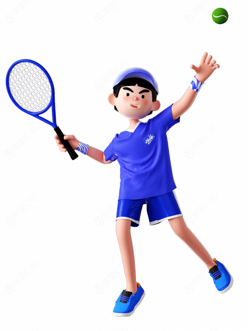 立体教育培训打网球男生C4D模型