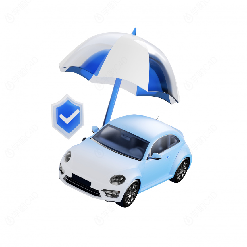 立体车辆保护保险设计C4D模型