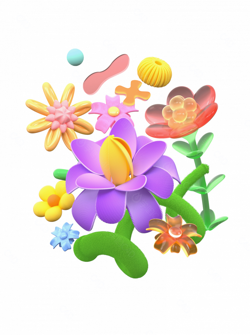 立体春季氛围感花卉C4D模型