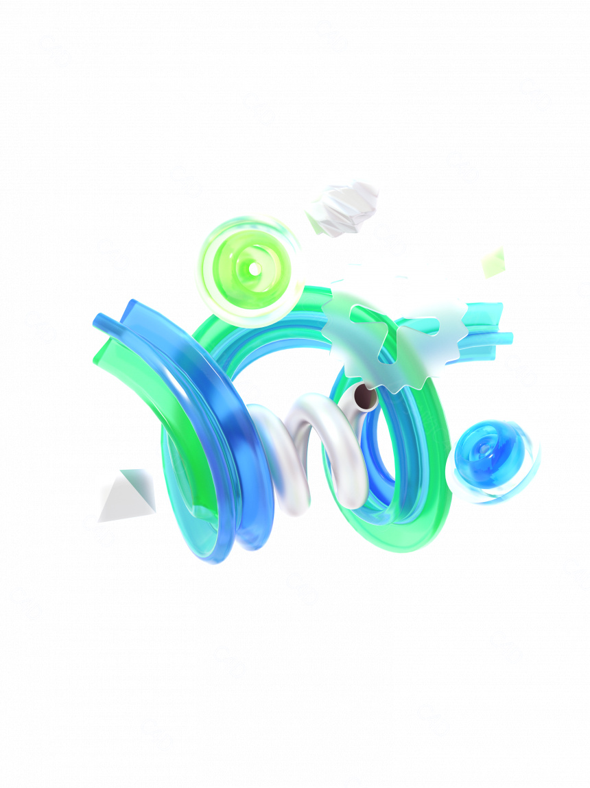 立体磨砂玻璃互联网科技蓝抽象符号C4D模型