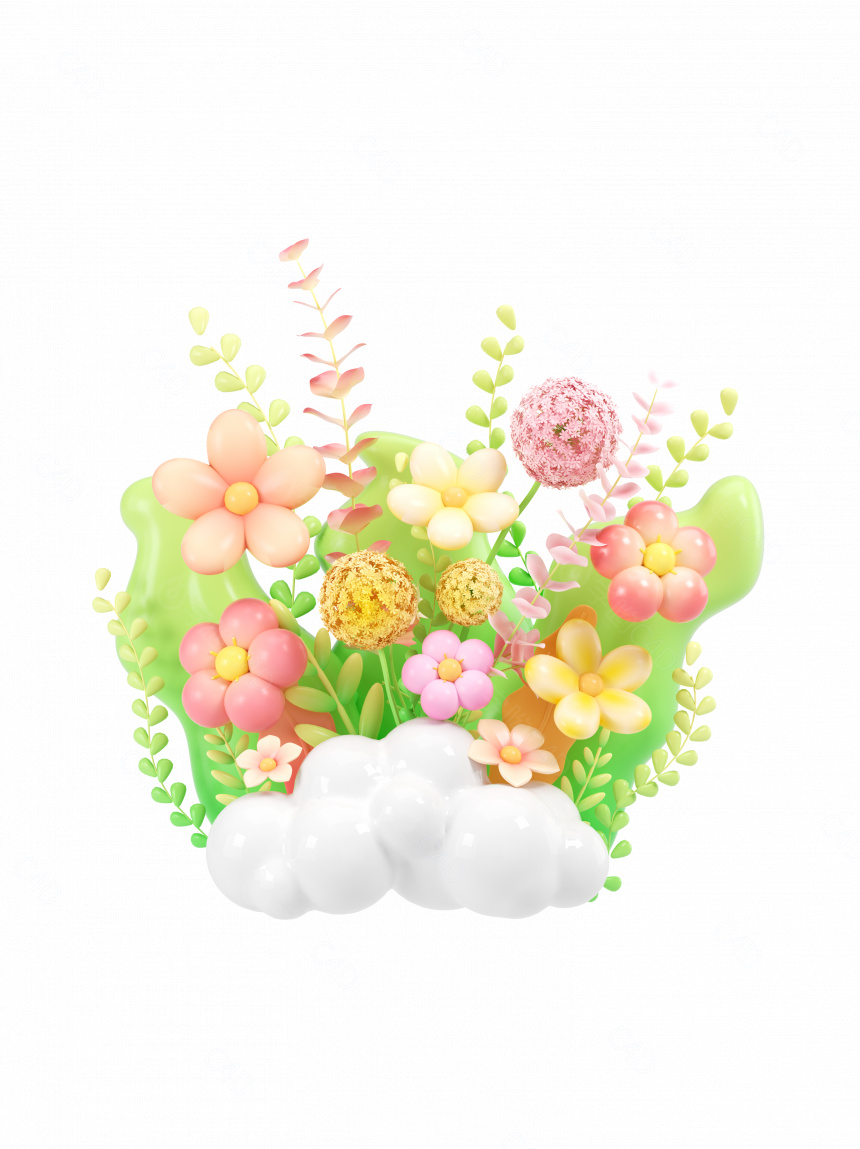 立体浪漫春天活力植物花卉C4D模型