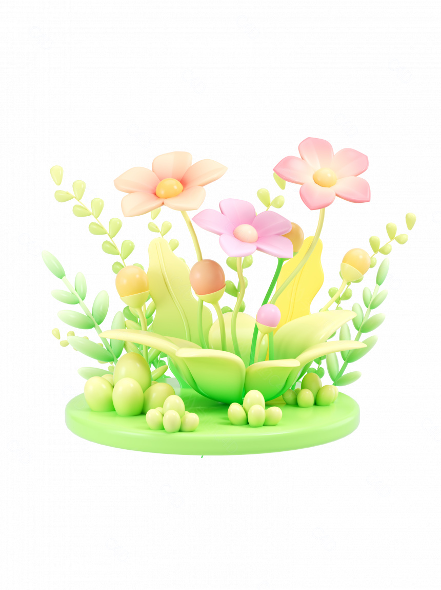 立体春天活力植物花卉C4D模型