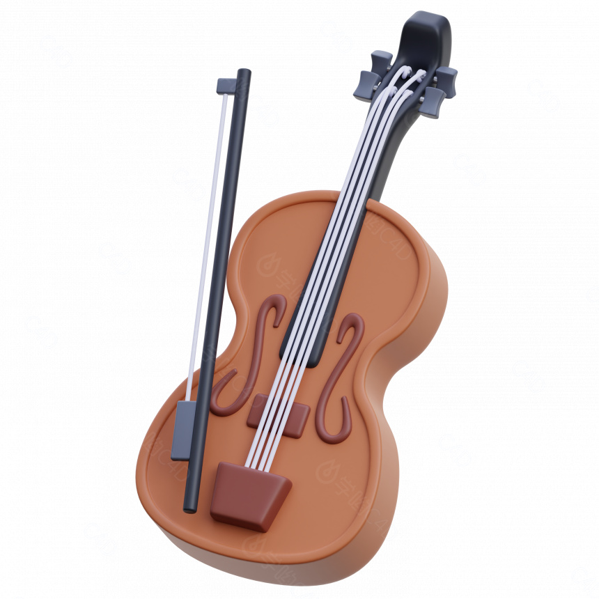 立体演出乐器小提琴C4D模型
