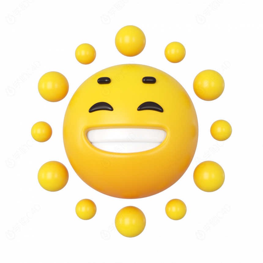 立体拟人微笑太阳C4D模型
