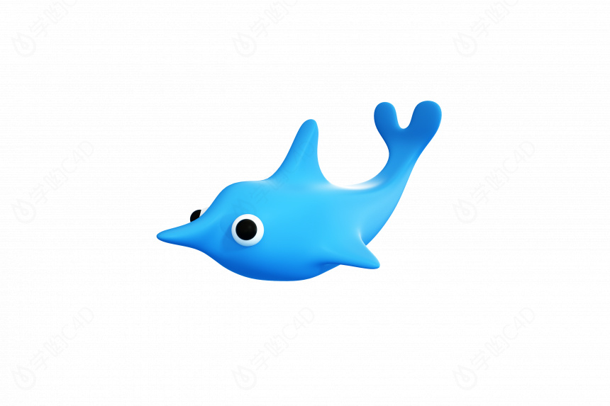 立体可爱海洋生物海豚C4D模型