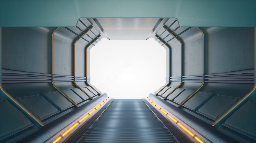 立体空间隧道三维场景海报C4D模型